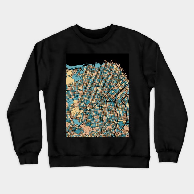 San Francisco Map Pattern in Mid Century Pastel Crewneck Sweatshirt by PatternMaps